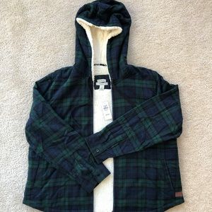 LL Bean Plaid and Sherpa Lined Zip Hoodie
